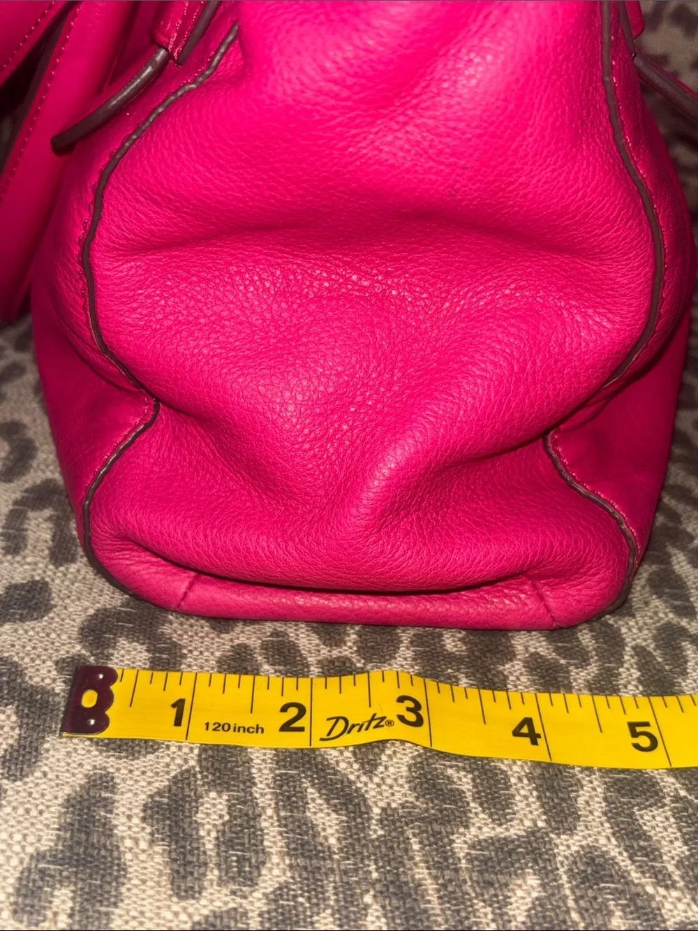 Ralph Lauren bright pink tote slouchy soft leather embossed logo multi pocket